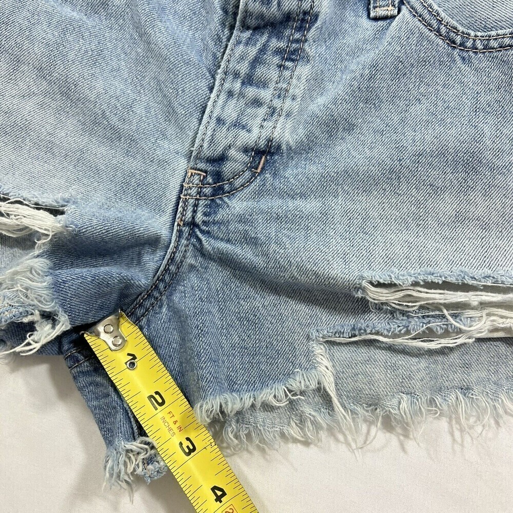 Hollister High Rise Vintage Button Fly Short Distressed‎ Raw Hem Size 27 - Picture 11 of 12
